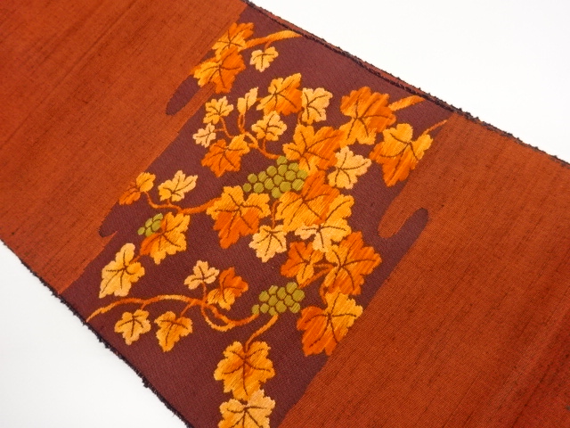 JAPANESE KIMONO / NAGOYA OBI / TSUMUGI / WOVEN GRAPE 